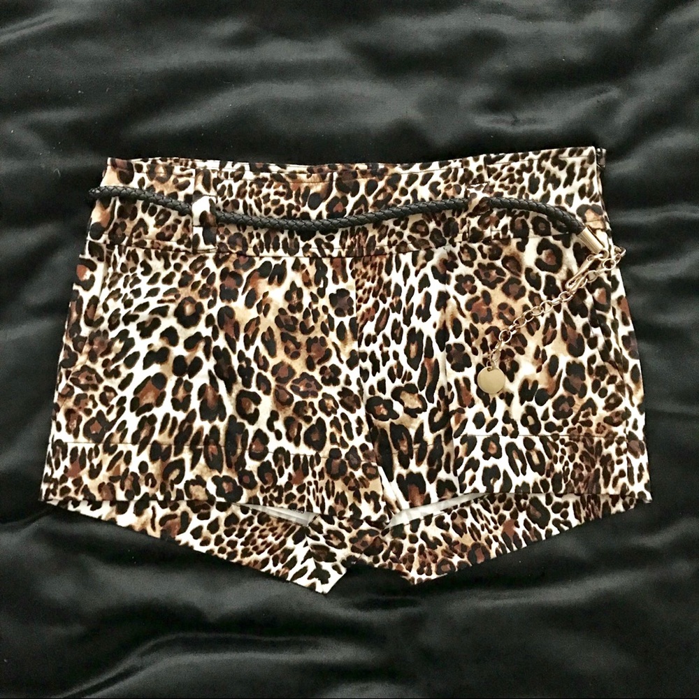 Bebe Leopard Shorts with Belt
